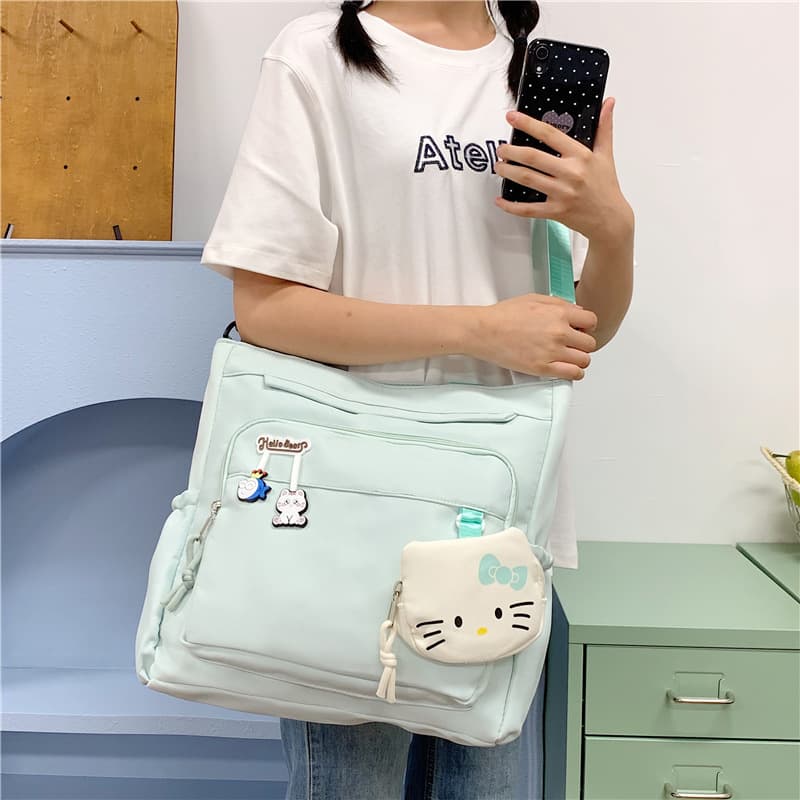 Primary and Middle School Students Review Tutoring Bag Tutoring Bag 2026 New Preppy Style Large Capacity Cartoon Single Shoulder Crossbody Bag