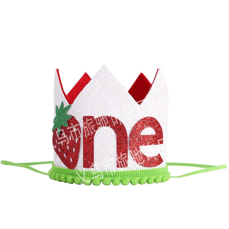 Cross-border new children's birthday crown party decoration strawberry crown birthday hat birthday atmosphere props