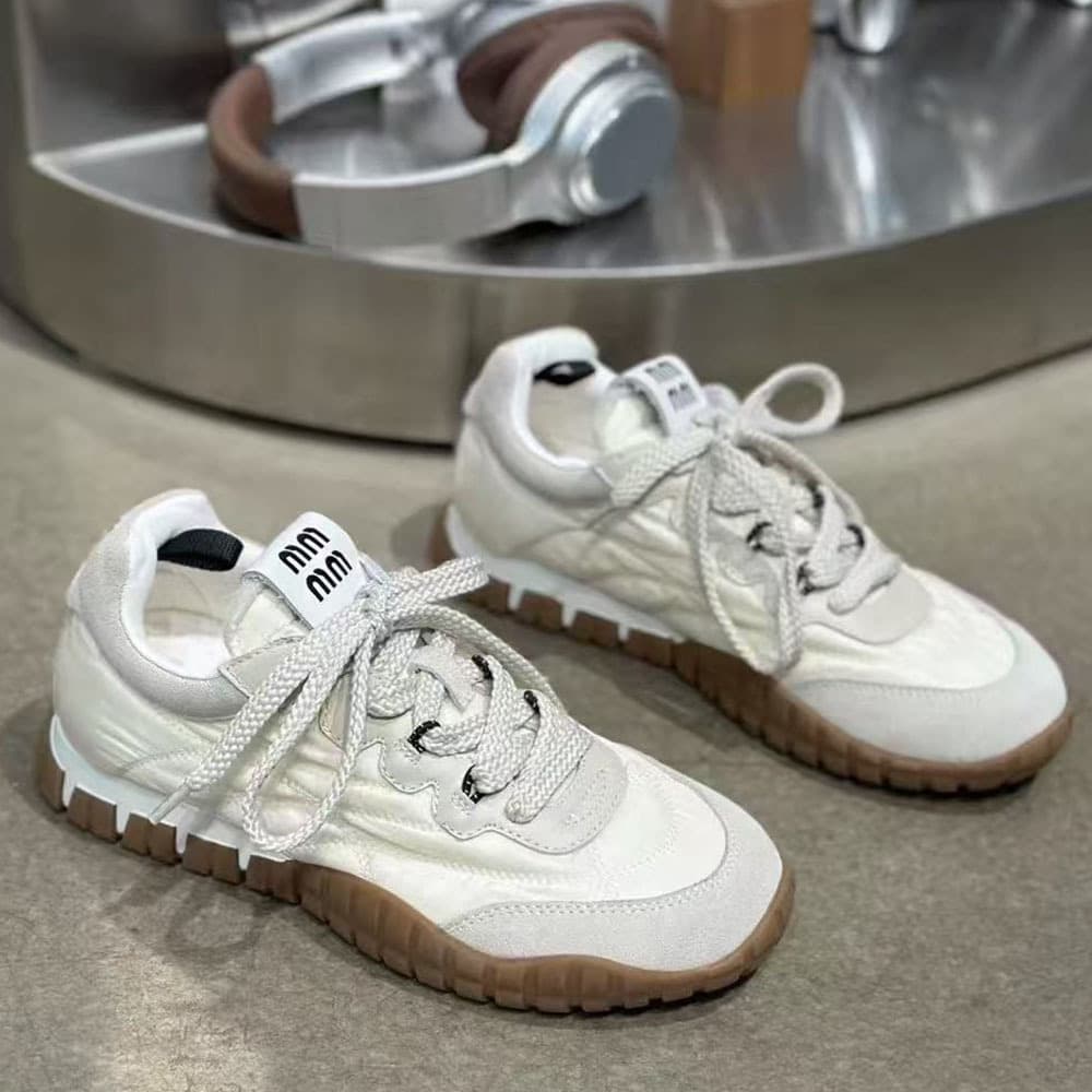 Miu Miu Training Shoes Women Miu 206 Spring/Summer Lightweight Lace-Up Agon Casual Sneakers Breathable Summer