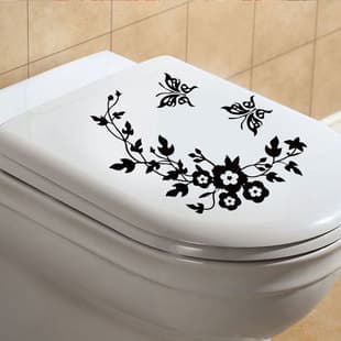Cross-Border Butterfly Flower Vine Toilet Sticker Multicolor Wall Sticker Living Room Bedroom Decoration PVC Wall Sticker