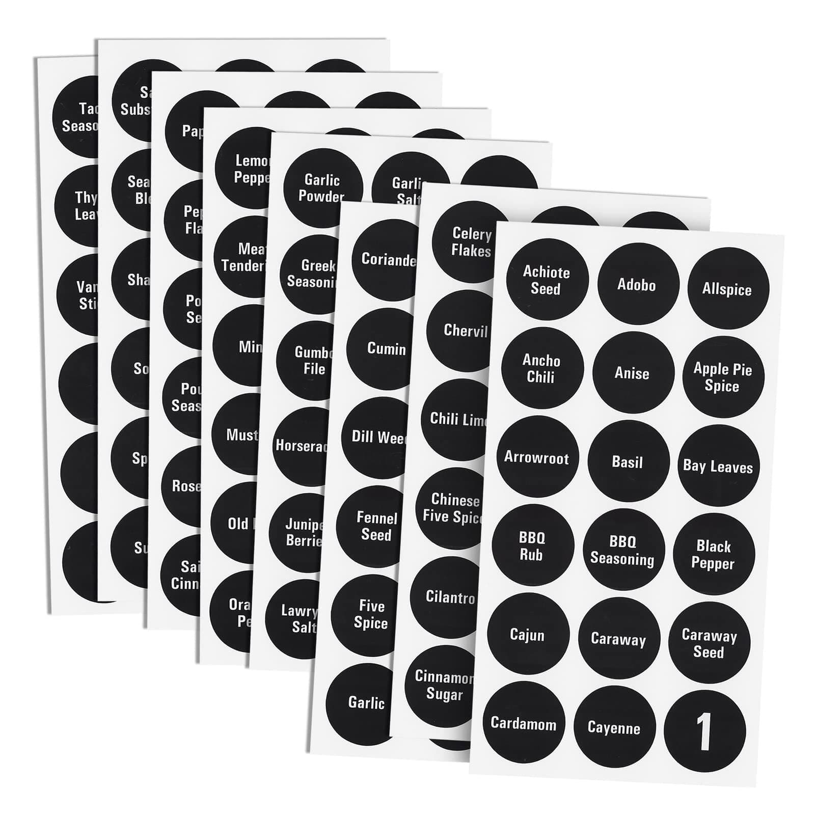 Hand-Writable Round 1.5 Inch Spice Jar Labels Pre-Printed Blackboard Seasoning Spice Label Stickers