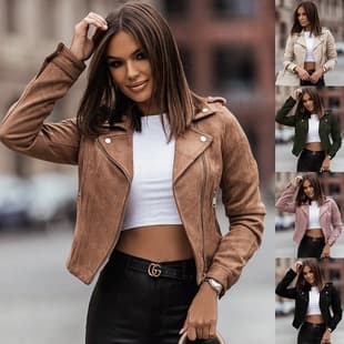 2022 Amazon, Wish & AliExpress Best Seller Zip-Up Jacket: Diagonal Zipper Suede Top for Women