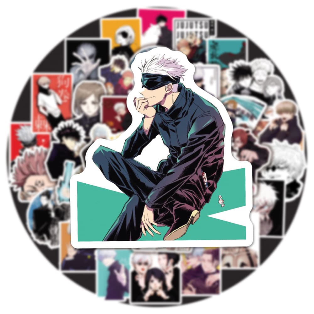 50 Anime Jujutsu Kaisen Stickers for Luggage, Phone Cases, Computers, Helmets
