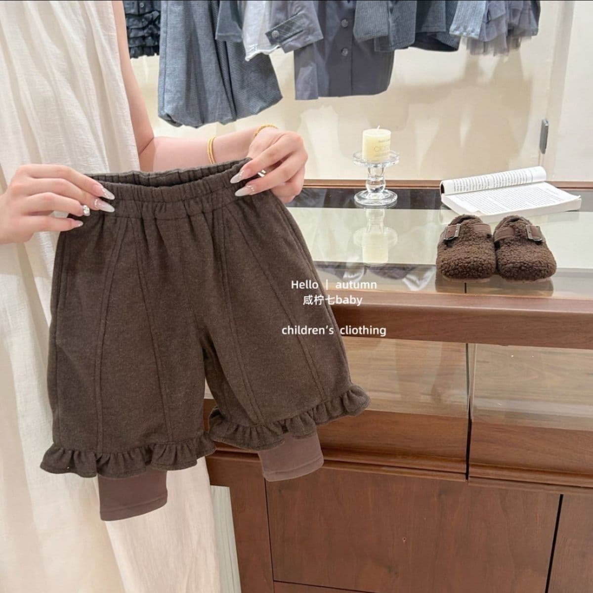Two pieces of casual thickened women's 2025 new style girls' lace velvet pants autumn and winter baby winter clothes for children