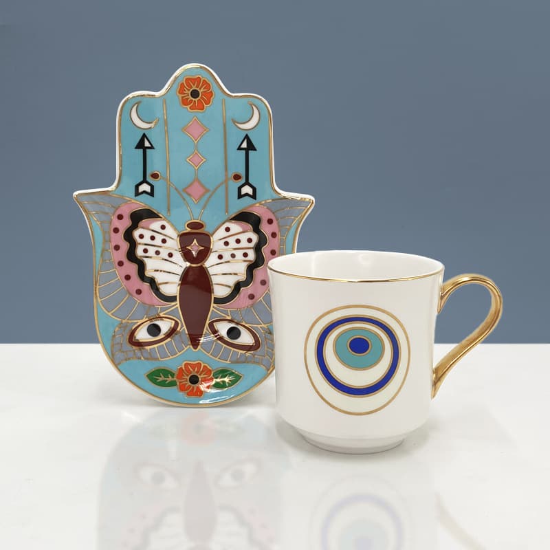 Nordic Style Ceramic Coffee Cup And Saucer Set Afternoon Tea Cups Gifts Home Use Dinnerware Set White Porcelain Cup with Handle
