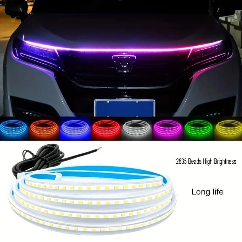 Constant Light Mode Car Daytime Running Light Through-Type Grille LED Decorative Light Hood Gap Light Guide Strip Ambient Light