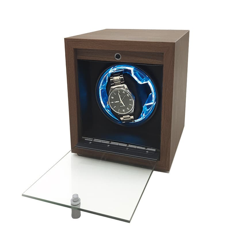 Cross-border Black Walnut Grain Wooden Vertical Mechanical Watch Automatic Watch Winder Home Electric Watch Box Plug-in In Stock