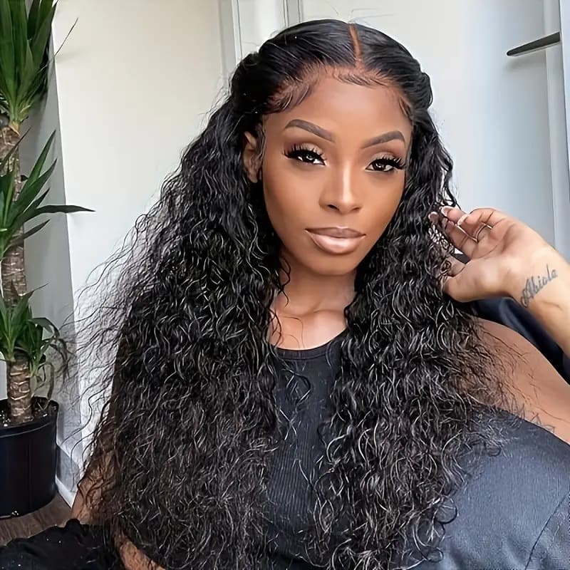 Cross-Border Foreign Trade Small Roll European and American Fashion Front Lace Curly Hair African Hot Front Lace Natural Fluffy Wig