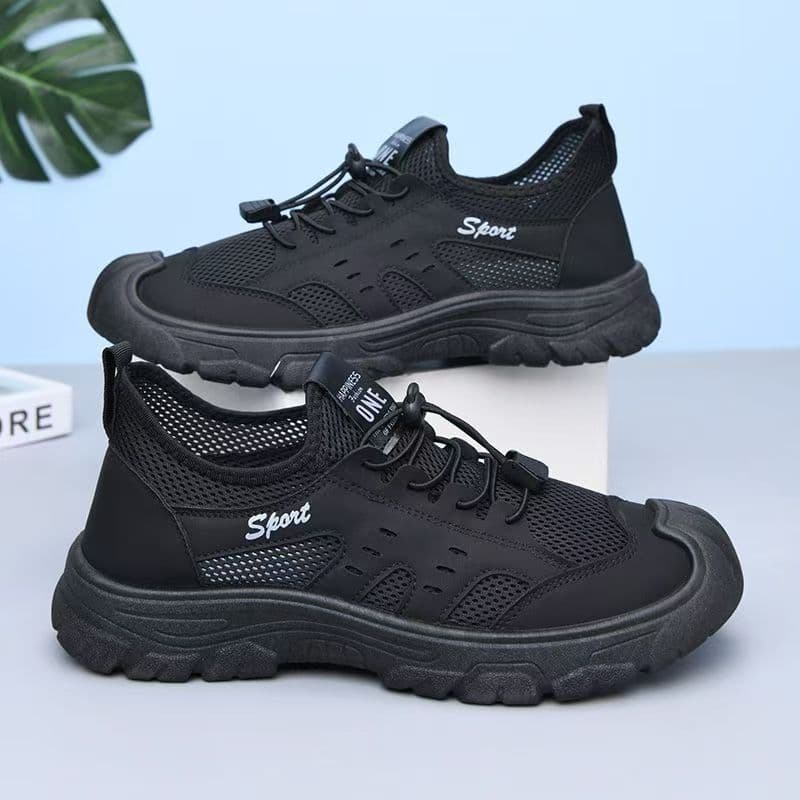 Summer Mesh Shoes for Men, Sports and Casual Shoes, Breathable Soft-Soled Outdoor Hiking Shoes, Slip-On Shoes for Middle-Aged and Elderly Dads
