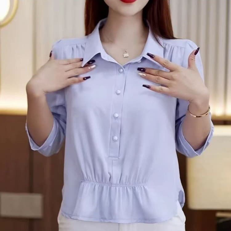 2025 Summer Fashion New Three-Quarter Sleeve Loose Elegant Youthful Slimming Design Stylish Pullover Blouse Women's Wear