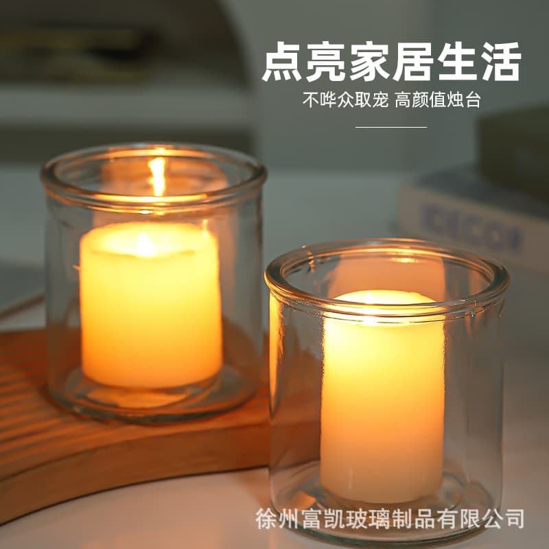 Fashion minimalist glass scented candlestick thickened glass home decor fragrance candle glass cup wholesale