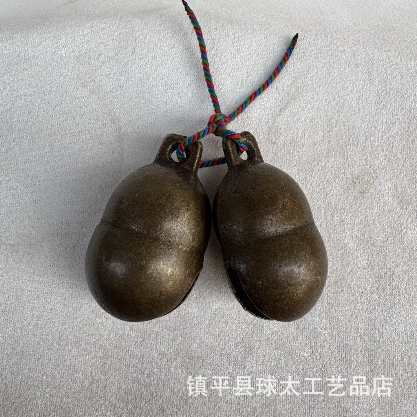 Brass Hanging Bell for Horses/Cattle/Sheep - Peanut-Shaped Decorative Bell, Pet Wearable Bell