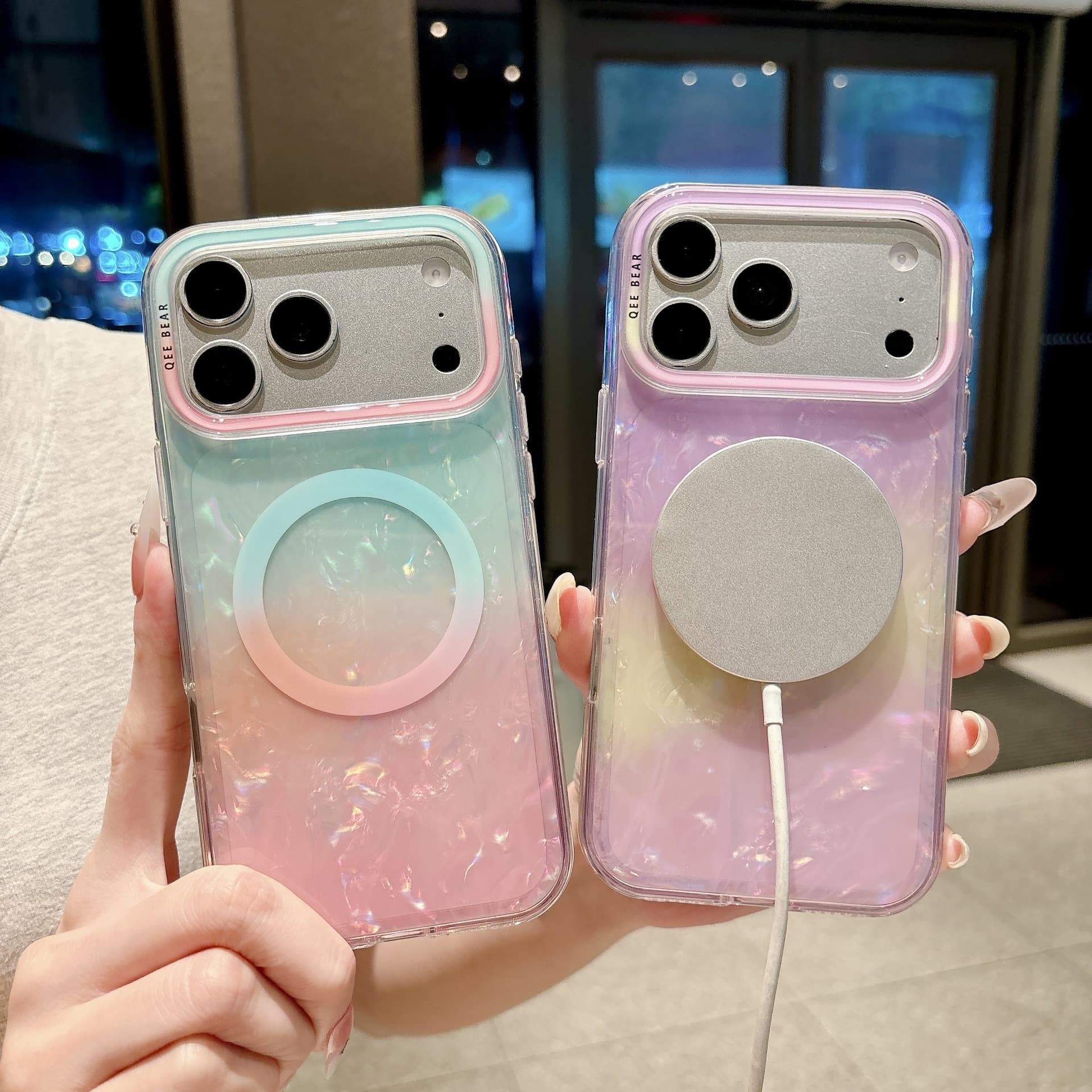 Suitable for iphone17promax color plated magnetic phone case Apple 16 laser color changing 15 anti-fall all-inclusive cross-border