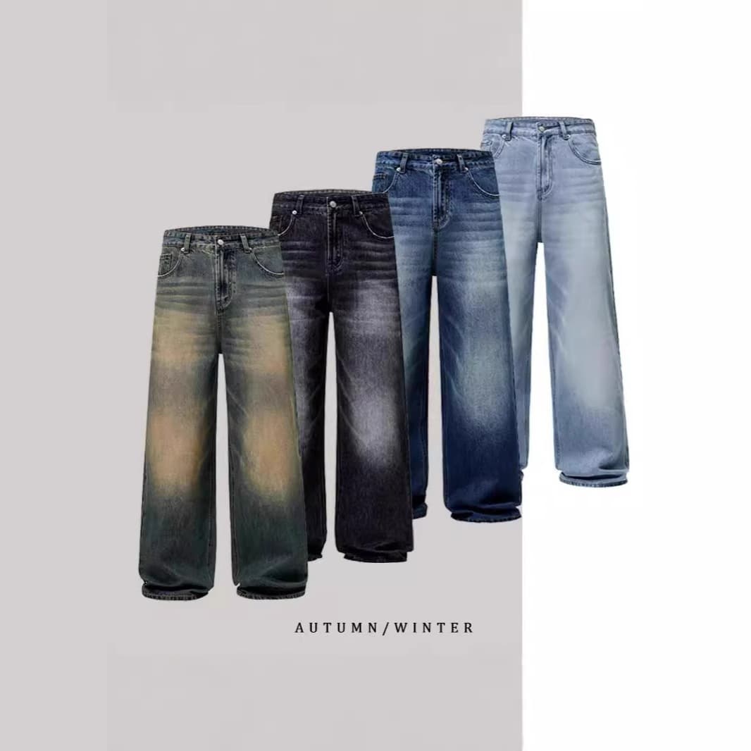 Designer Couple Style Long Pants 2026 Wide Leg Jeans Loose Japanese Casual Versatile Straight Jeans for Men