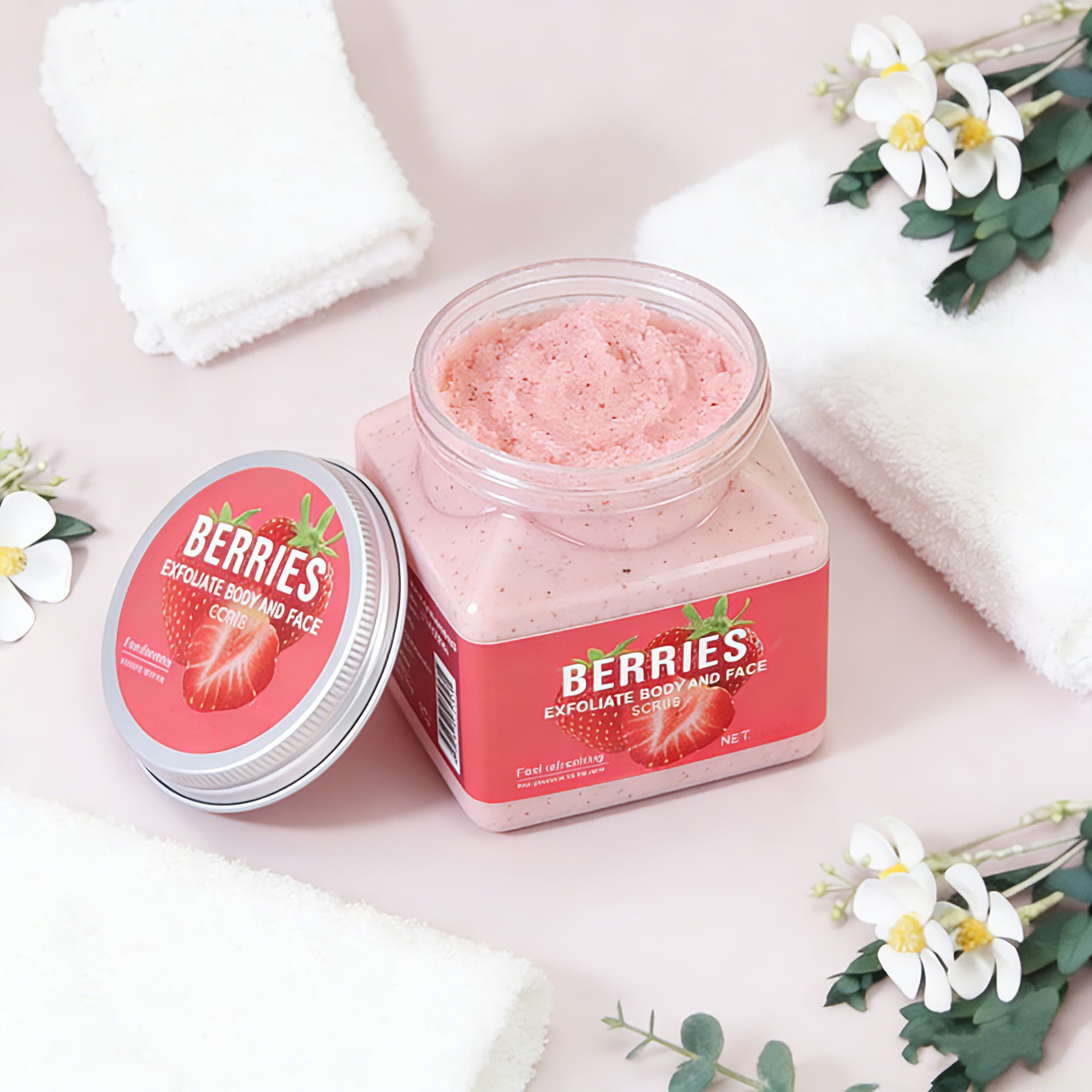 English Version Strawberry Scrub Body Exfoliating Scrub for Keratosis Pilaris, Whitening Bath Body Strawberry Scrub Brightening Skin