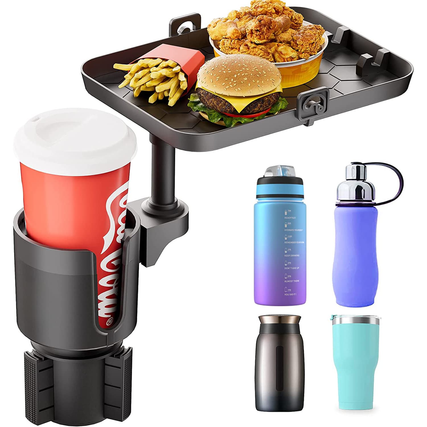 Cross-Best-Selling Car Cup Holder Tray Rotatable 1-to-2 Beverage Holder Phone Storage Rack Car Cup Tray
