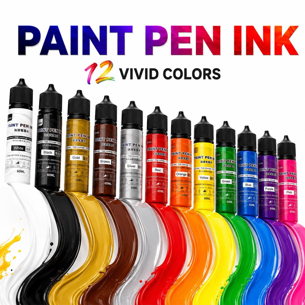 Cross-border bottled paint pen ink refill water paint addition liquid white paint pen 60ml gold silver