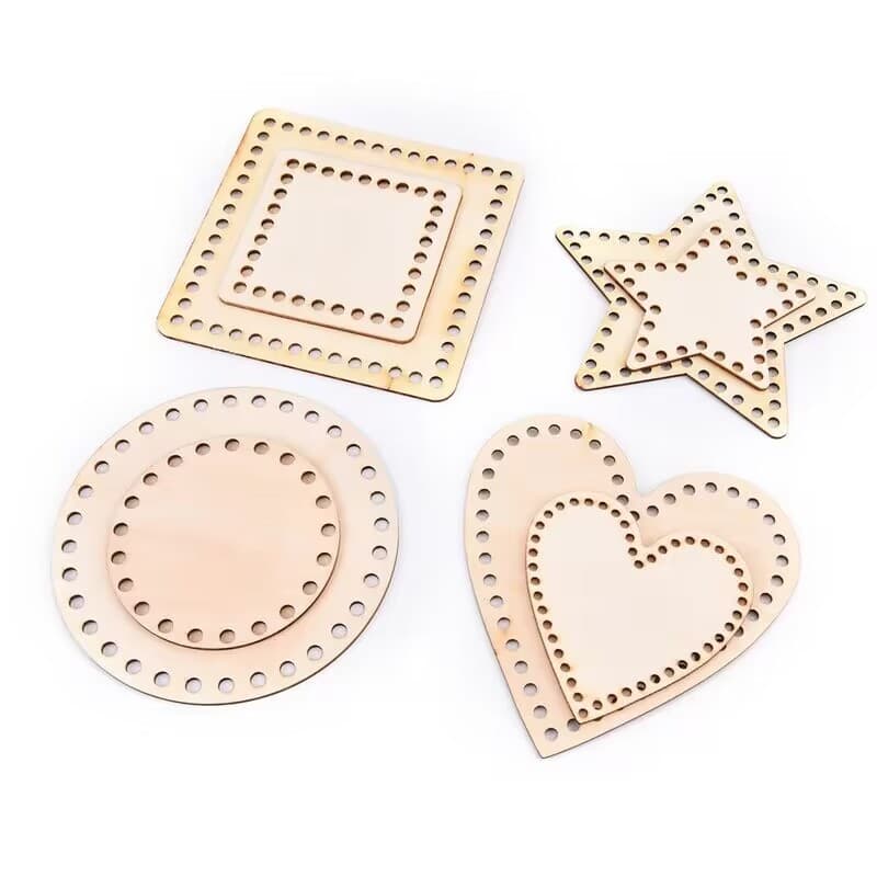 Wooden Base for DIY Basket Weaving Crochet Supplies Wooden Heart Star Square Round Craft Wire Winding Board