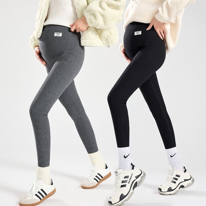 Maternity leggings, new spring/autumn 2025 style, non-constricting, fleece-lined and thickened for autumn and winter.