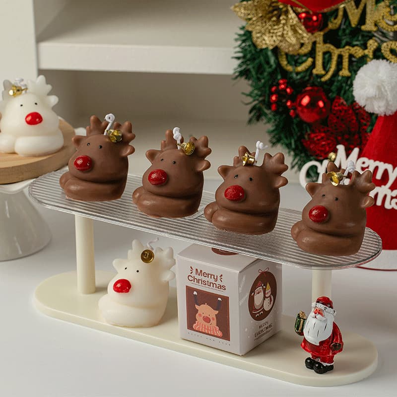 Christmas Reindeer Candle Gift Cute Fawn Creative Scented Shaped Aromatherapy Candle Gift Box Holiday Party Favor
