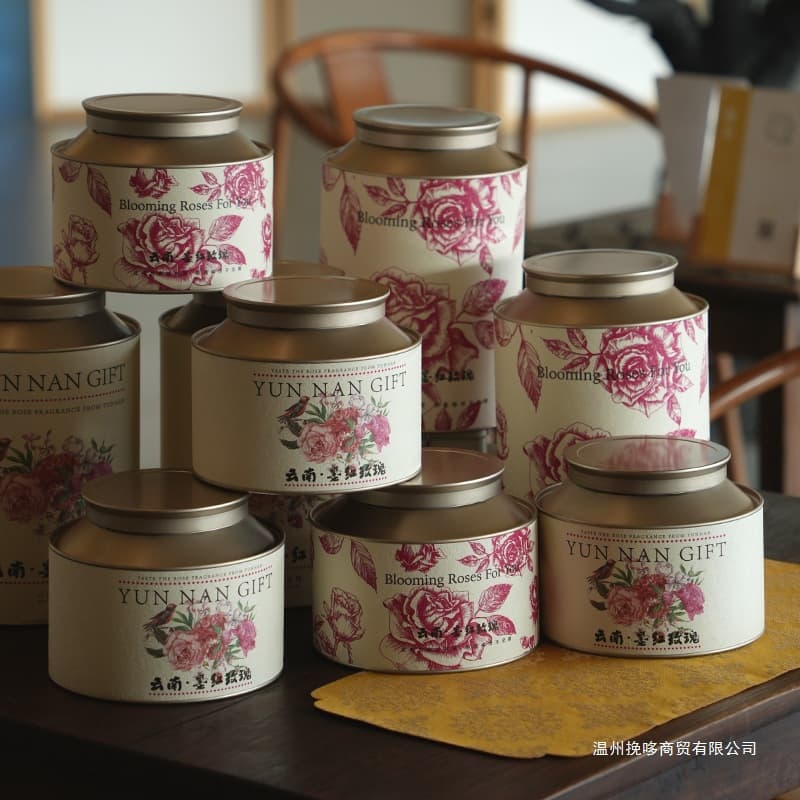 Yunnan Mo Hong Rose Freeze-Dried Rose Packaging Rose Tea Empty Packaging Gift Rose Sealed Jar Custom Paper