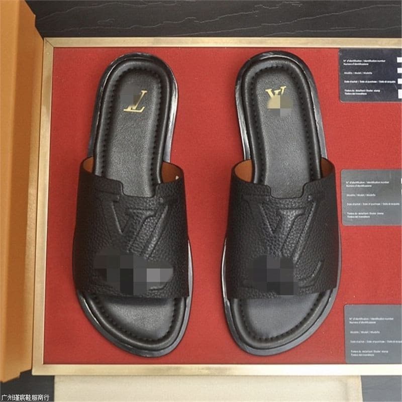 Cross-border Large Size Genuine Leather Soft Sole Men's Slippers High-end Luxury Casual Flip-flops Vietnam Rubber Slide Sandals