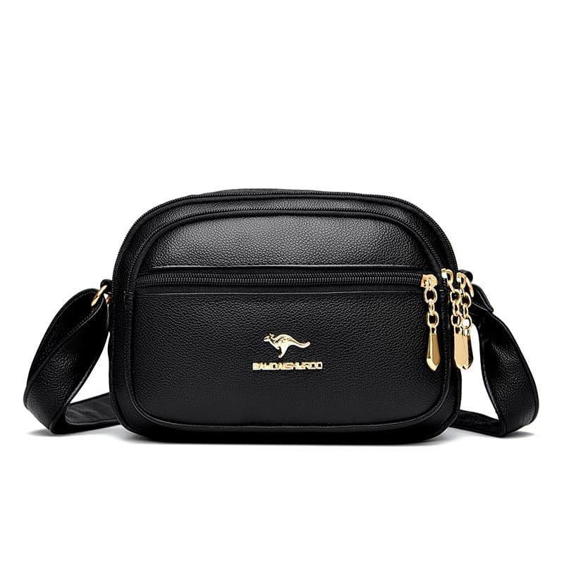 Premium Soft Leather-Feel Handbag 2024 New Shoulder Versatile Middle-Aged Mom Multi-Layer Large Capacity Minimalist Crossbody Bag