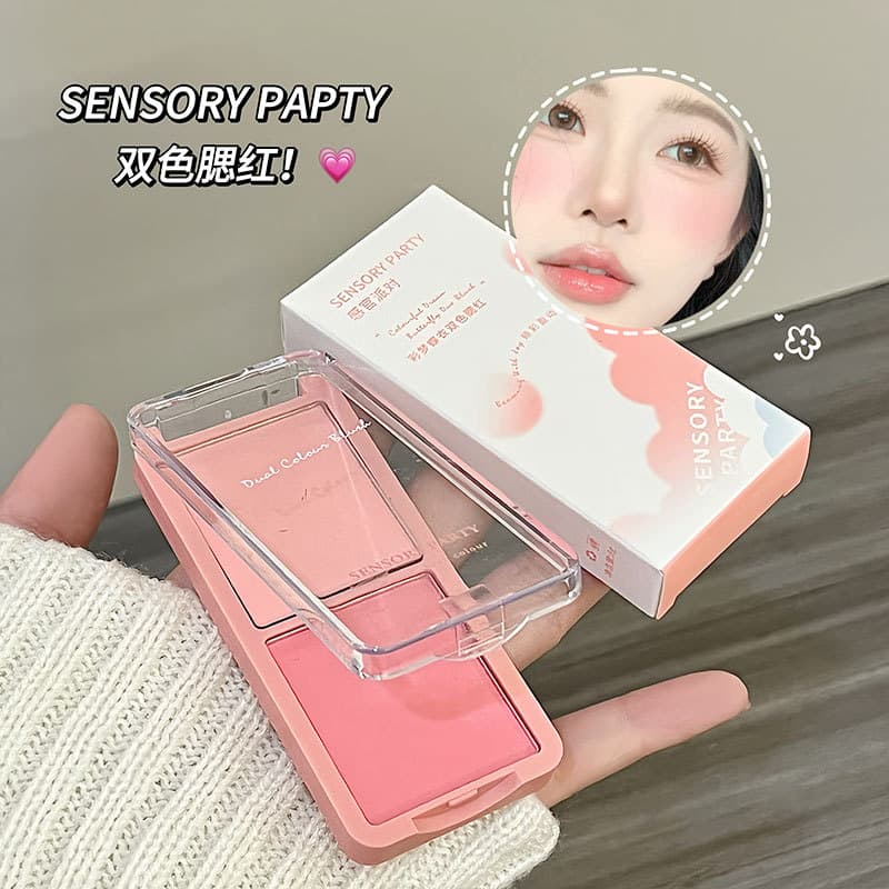Sensory Party Colorful Dream Butterfly Clothes Two-tone Blush that Doesn't Fly Off easily, Reveals Whiteness, Brightens, and Three-dimensional Korean Blush