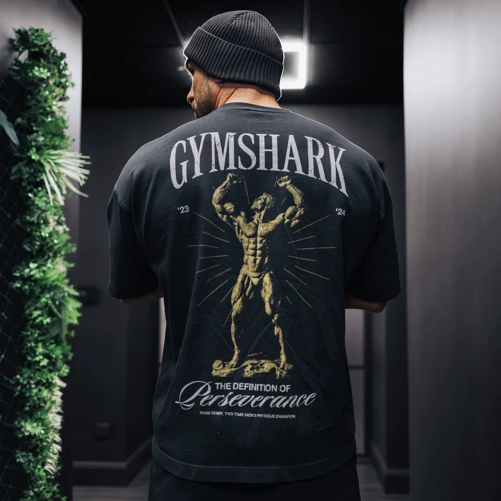 GYMSHARK Barbell Plate American Style Loose Short Sleeve Men's and Women's Fitness Training Breathable Casual T-Shirt