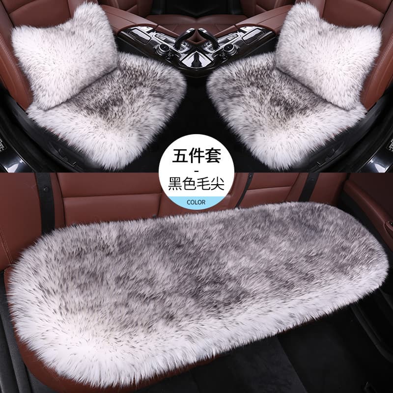 Winter car seat cushion three-piece set, backless single seat cushion, winter car warm wool plush short plush seat cushion