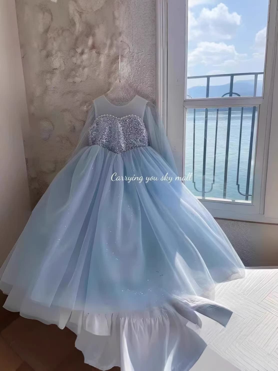 Frozen Elsa Princess Dress for Girls Summer New High-End Birthday Gown Elsa Children's Dress