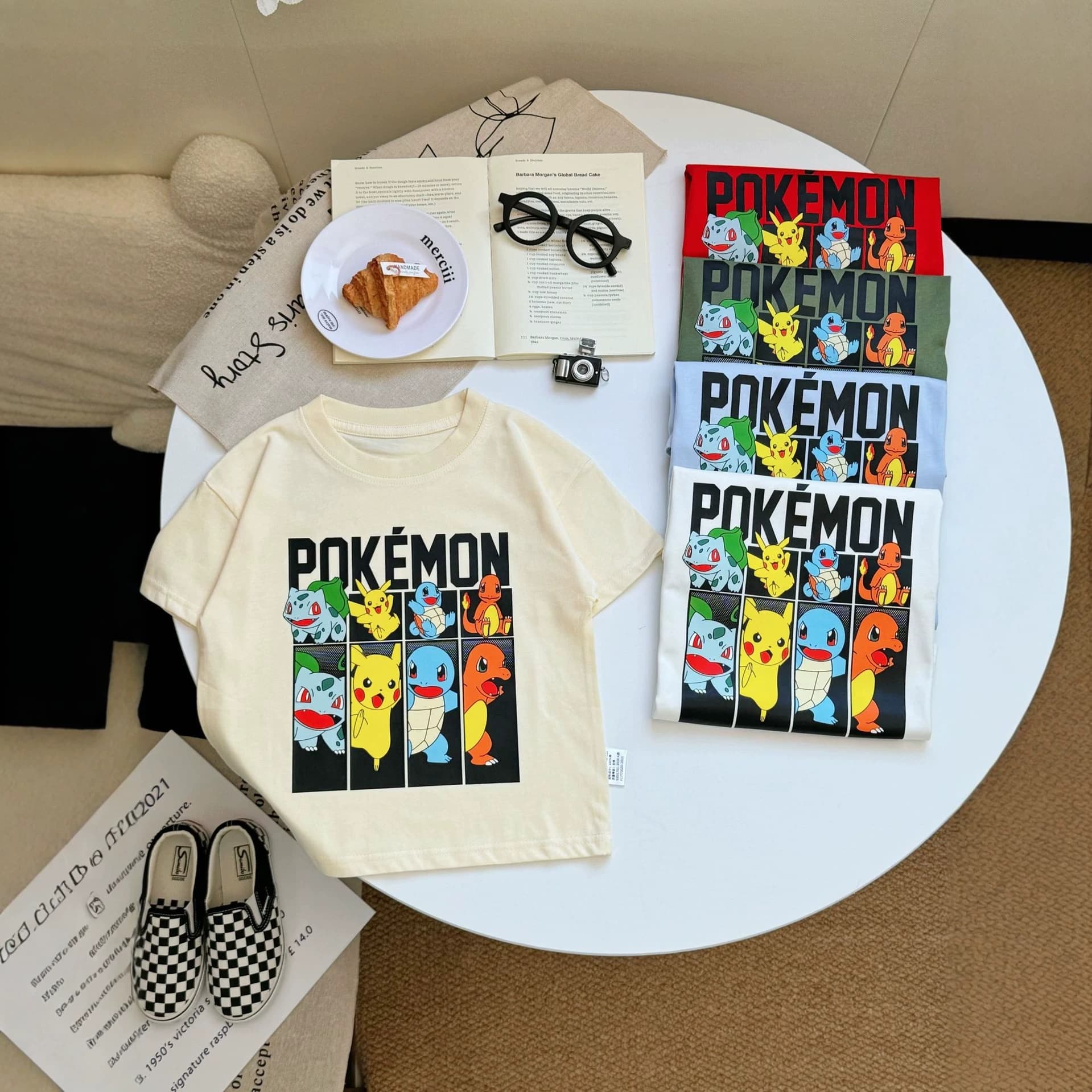 Digimon Series Boys' Top Children's Short Sleeve T-Shirt Japanese Street Style Kids' Pure Cotton Shorts Boys' Pants