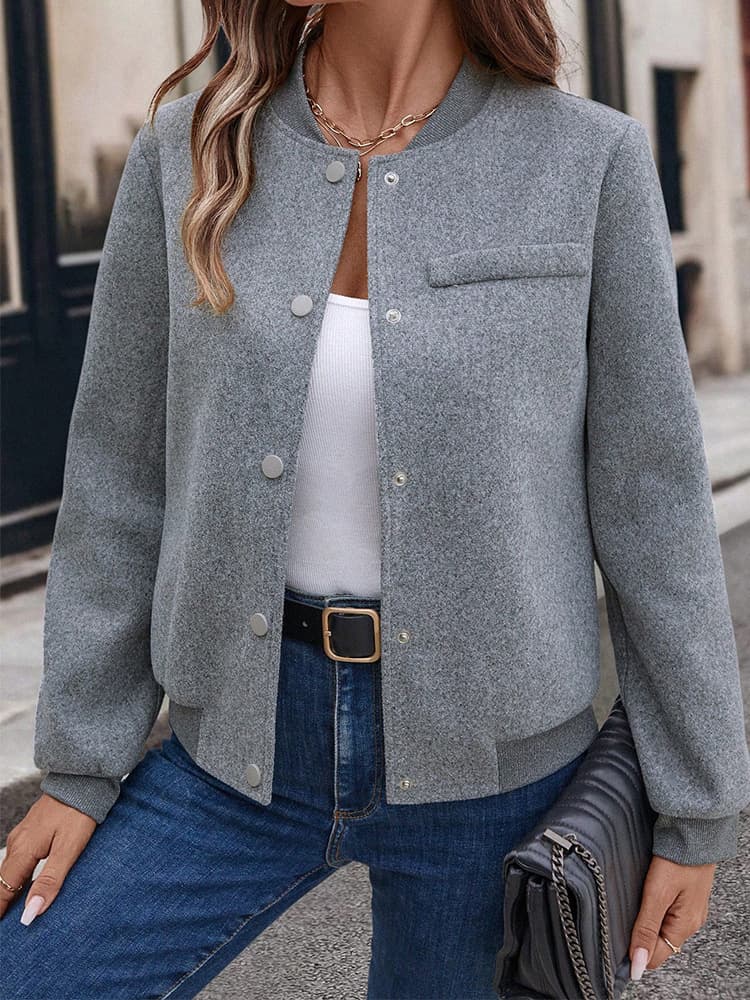 Cross-border Amazon Europe and America New Autumn/Winter Women's Casual Long-Sleeve Jacket Soft Tweed Jacket Baseball Jacket