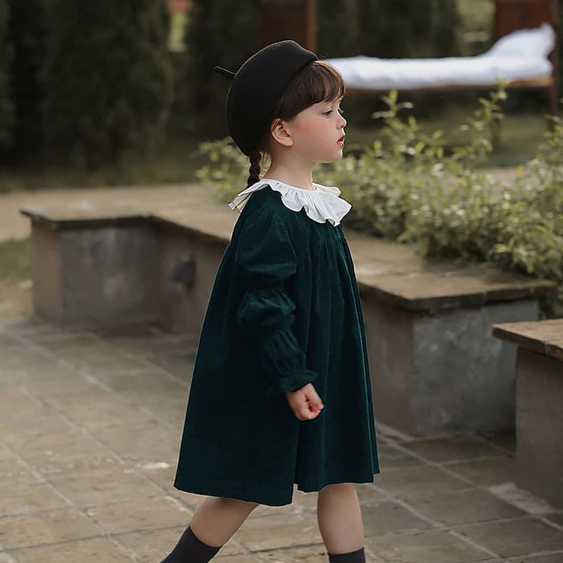 European and American Children's Lace-collar Bubble Sleeve Princess Dress, AliExpress Fashion Dress, Retro Little Girl's Gown