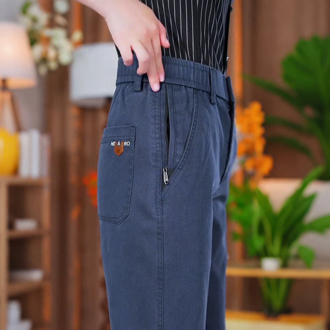 Lyocell casual pants for men spring new 2026 loose straight pants light luxury men's blue business pants