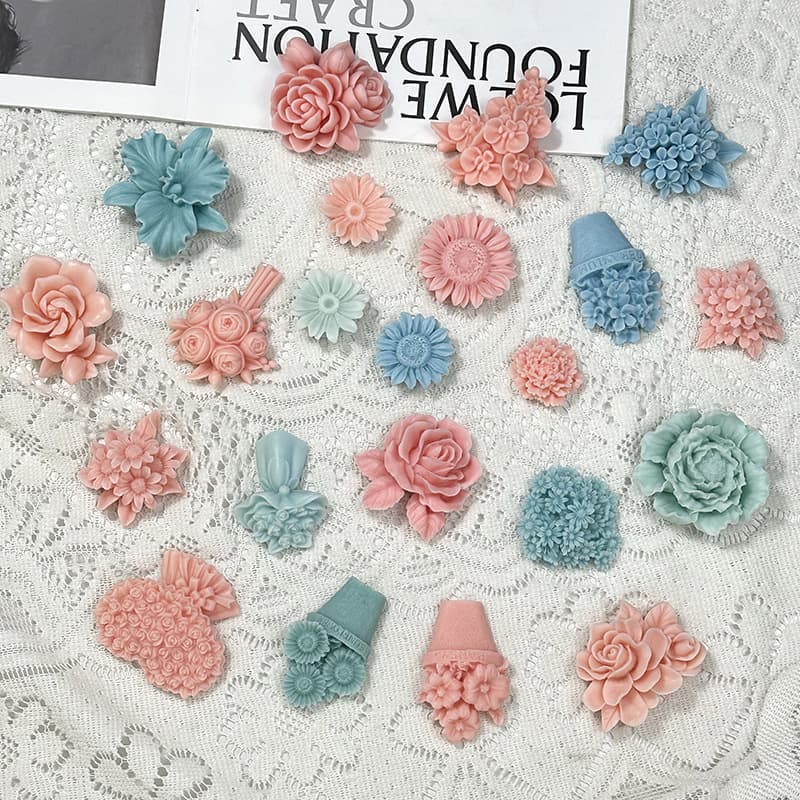 Cross-Border Valentine's Day Mold Flower Aromatherapy Gypsum Candle Silicone Mold Rose Chocolate Cake Mold