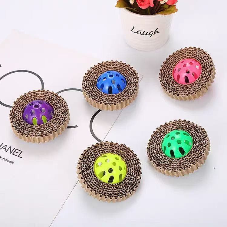Cat Pet Toy Planet-Shaped Bell Ball, Fun Teething Corrugated Paper Bell Ball, Scratchable, Biteable, Durable for Play