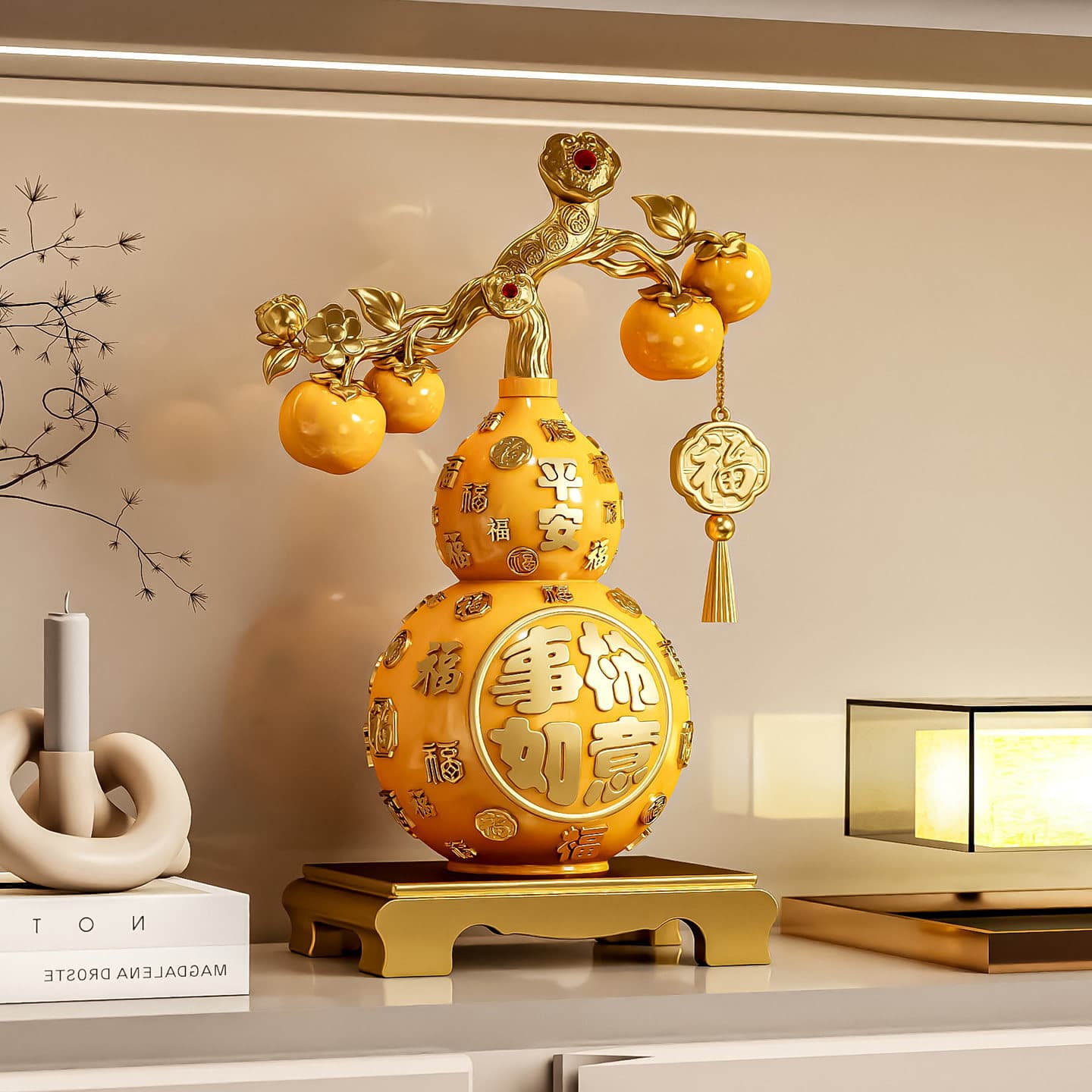 New Chinese Style Gourd Fortune and Home Protection Ornament for Household, Living Room, Entryway, Curio Cabinet, Tea Room Decoration