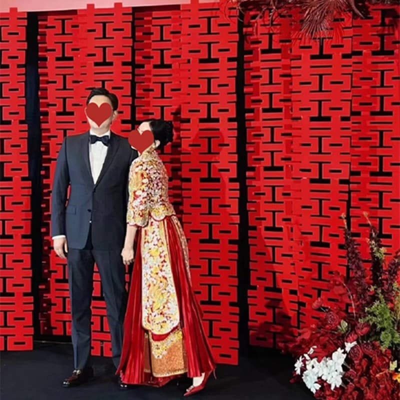 Rural Wedding Courtyard Decoration Set Long Strip Double Happiness Wedding Engagement Photo Props Hanging Ornaments