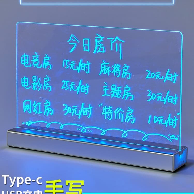 Rechargeable Handwriting Fluorescent Board Shop Advertising Glowing Sign Transparent Acrylic Highlighter Write Your Own Content