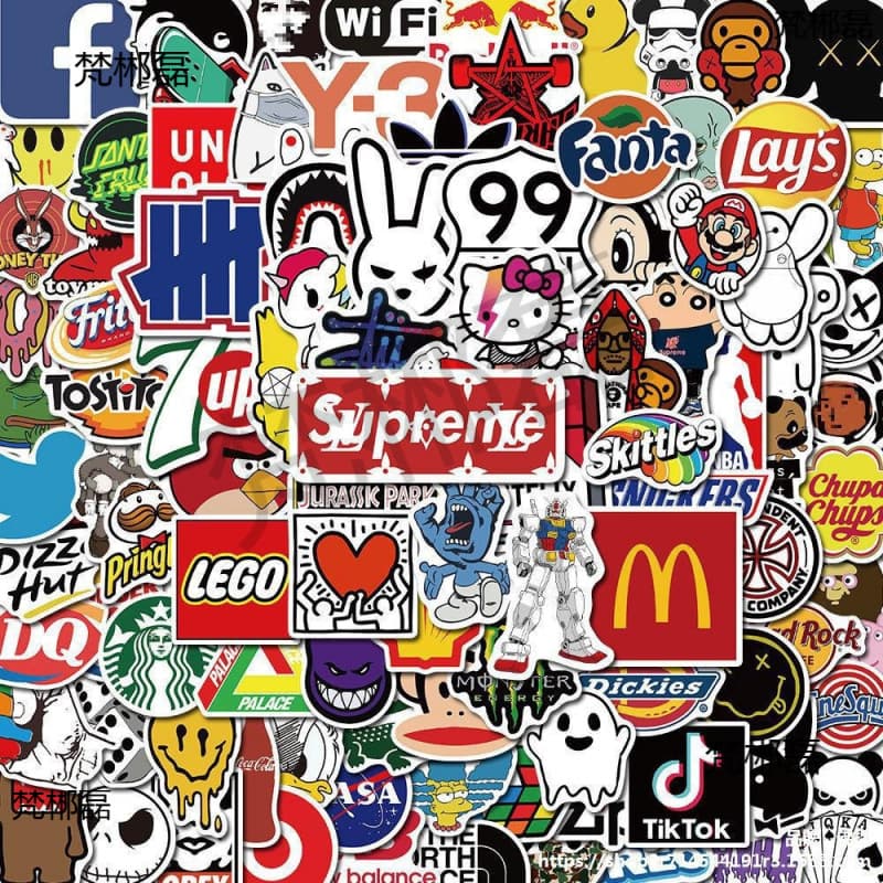 600 pieces of trendy brand stickers surper sneakers suitcase tablet phone case handbag decorative waterproof sticker