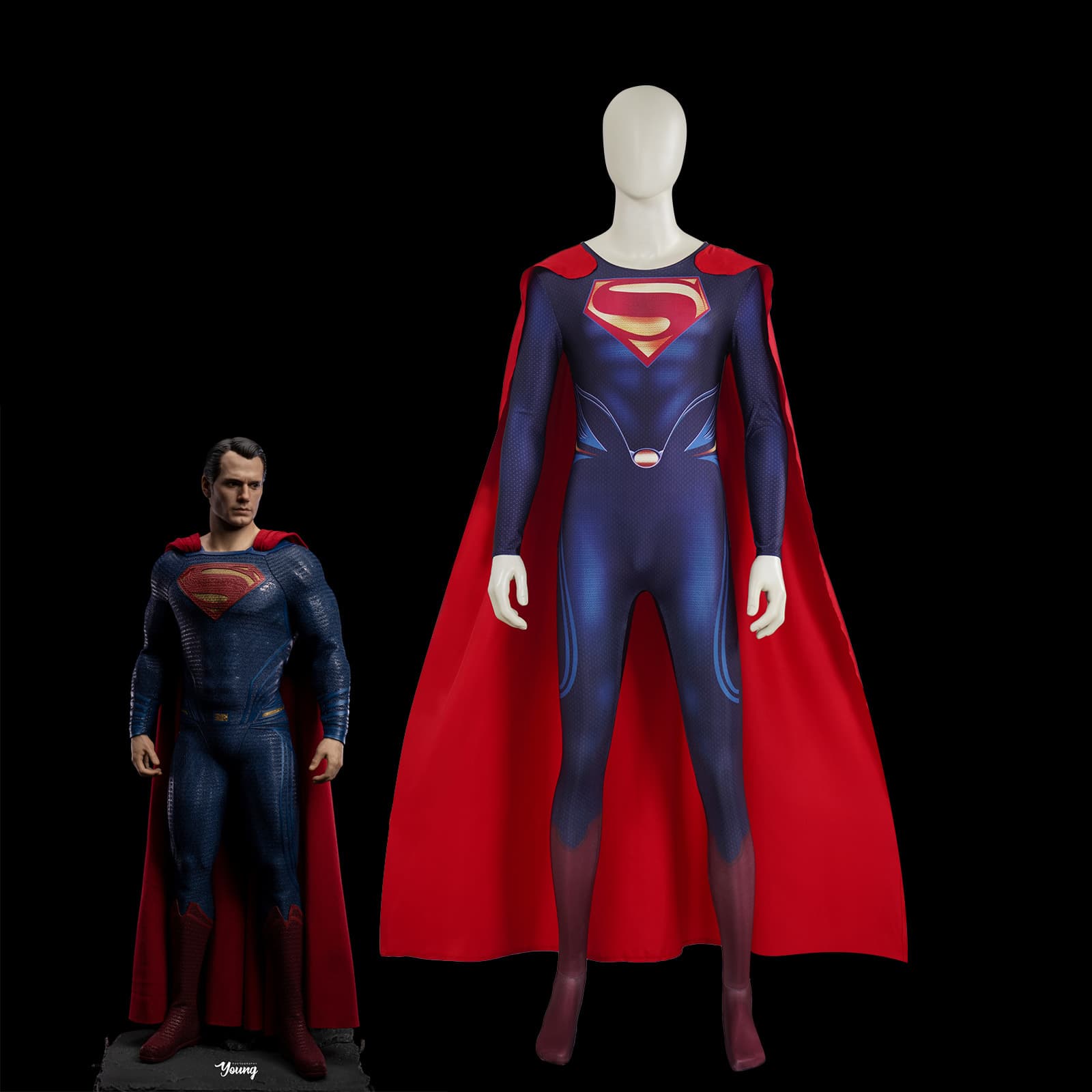 Superman Cos Costume Superman Steel Body Cos Costume Cape Jumpsuit Set Clark Kent Bodysuit