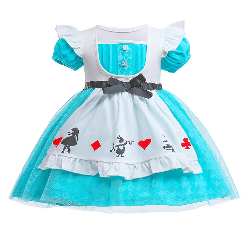 Girls' Summer Dress New Style European and American Children's Sweet Alice Princess Dress Short Sleeve Princess Dress Cotton Export