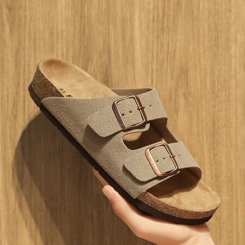 High-Quality Cork Slippers for Home, Closed-Toe Birkenstock Style Sandals for Couples, Beach Flip Flops
