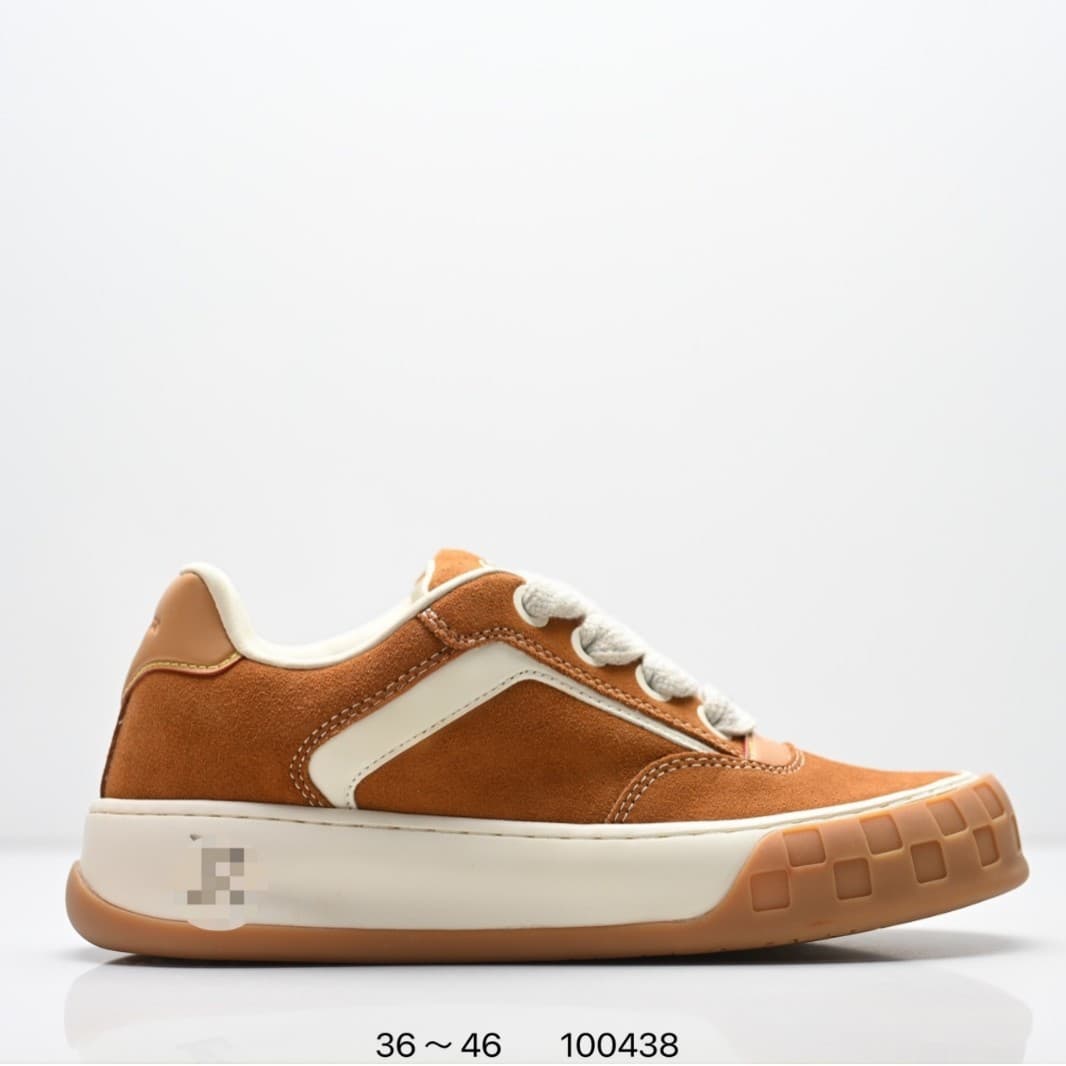 2026 New Thick-soled Casual Increased Comfort Sports Shoes for Men and Women Tilted Biscuit Shoes Genuine Leather Shoes