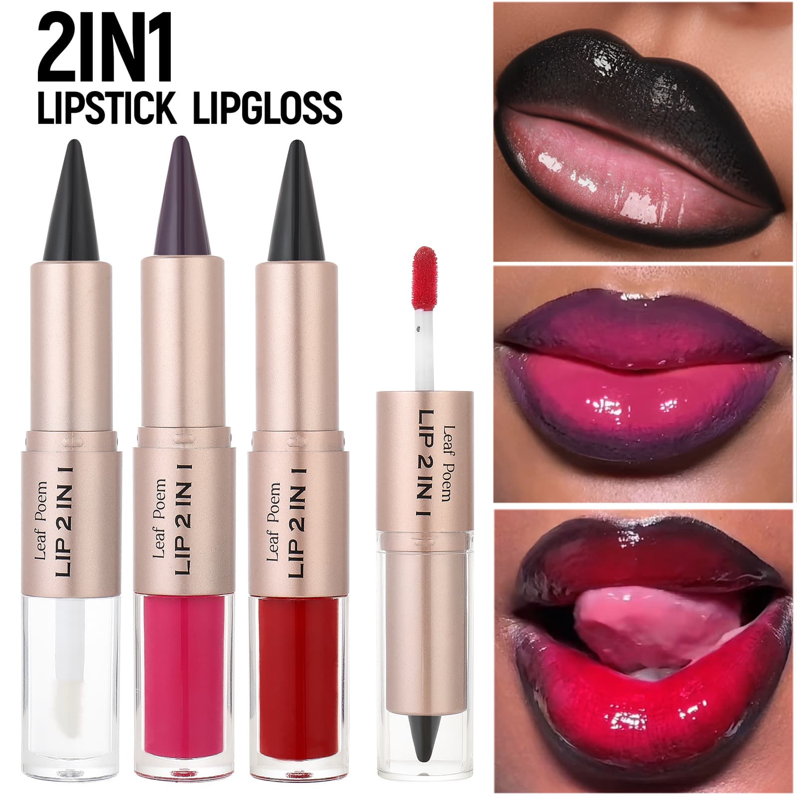 Cross-Border Exclusive Lipstick, Lip Liner, Lip Gloss, Dual-Ended Two-In-One Makeup, Matte Liner Lipstick, Mirror Lip Gloss, Lip Glaze