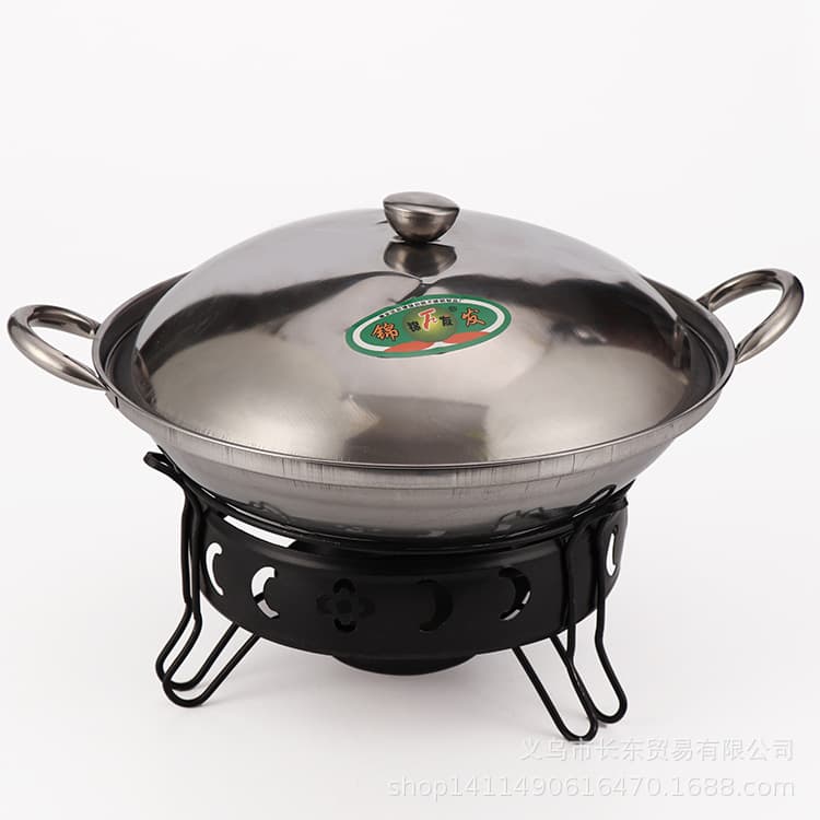05 Stainless Steel Anti-Spill Alcohol Burner, Winter Household Dry Pot Stainless Steel Alcohol Stove with Lid