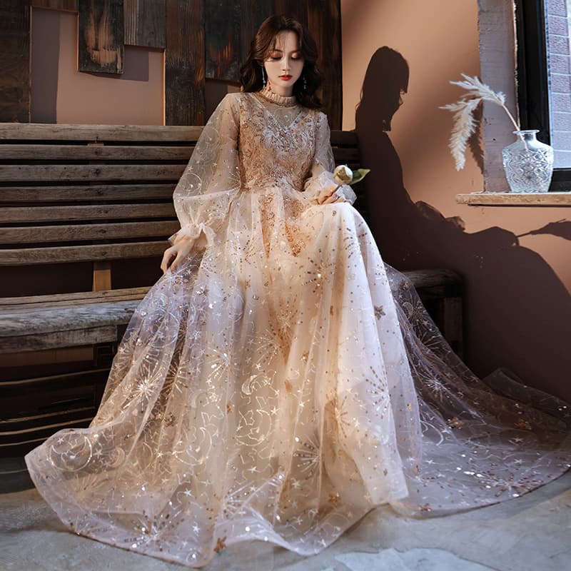 2026 New Year's Eve Gown for Women, Elegant Long Dress with Fairy-Tale Style for Hosts, Performances, and Banquets
