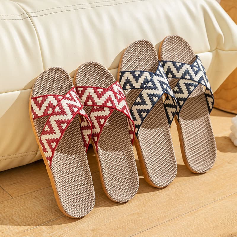 Chunqiu Linen Slippers for Women, Indoor Home Use, Anti-Slip Summer Slippers, Couple Style for Men, Fashionable and Versatile