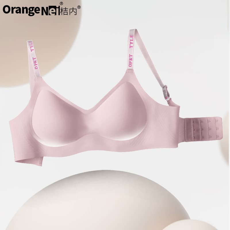 JUNEMU Women's Anti-gravity Soft Support Fashion Letter Print Push-up Wireless Comfort Seamless Bra